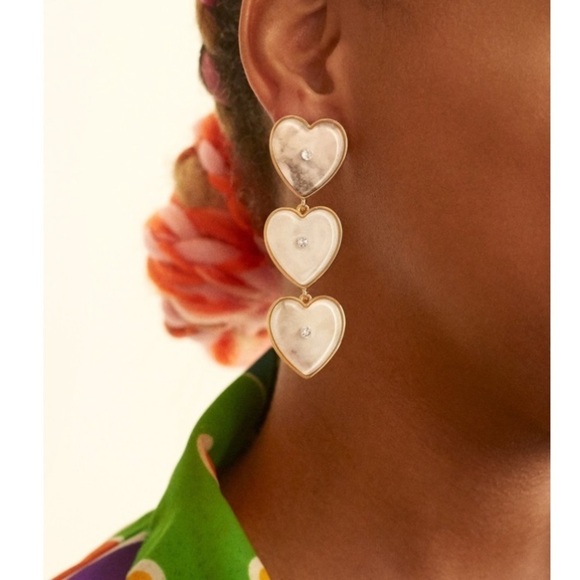 BAUBLEBAR | Gold Tone Heart Tortoise Resin Drop Tiered Dangle Earrings Women's - Picture 2 of 7
